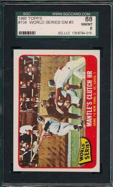 1965 Topps #134 WS Game #3 W/ Mantle SGC 88 