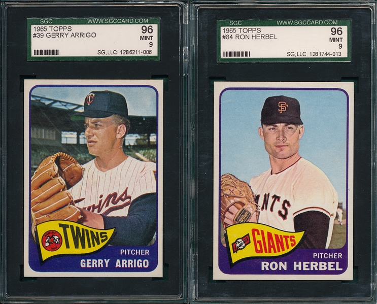 1965 Topps #39 Arrigo & #84 Herbel, (2) Card Lot, SGC 96 *MINT*