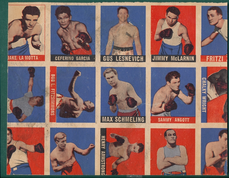 1948 Leaf Boxing Uncut Sheet W/ La Motta