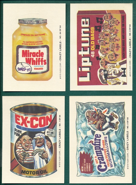 1976 Fleer Stick-it-to-'em & 1979 Fleer Crazy Labels, Complete Sets