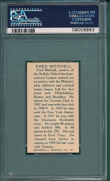 1912 C46 Fred Mitchell Imperial Tobacco PSA 8.5 *Highest Graded*