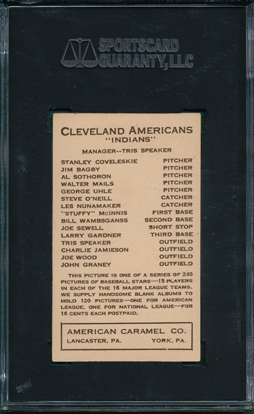 1922 E120 Steve O'Neil American Caramel Co. SGC 50