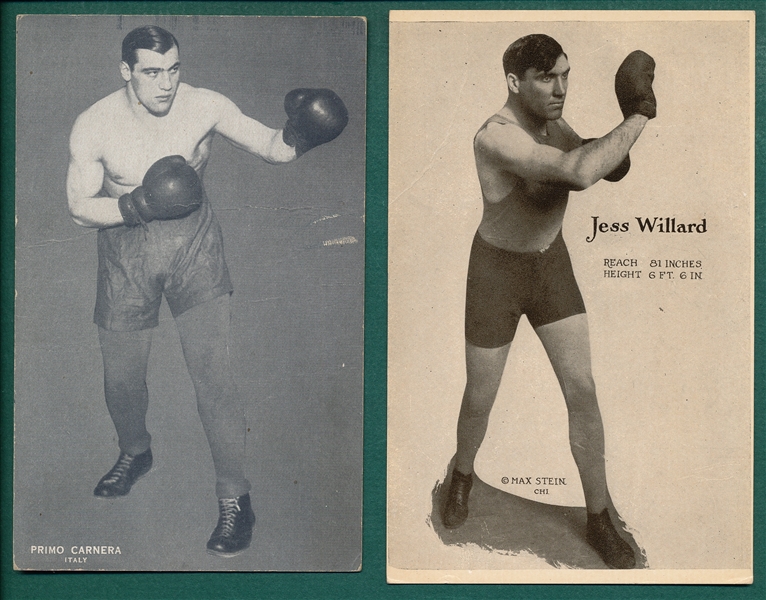 1920s-1950s Lot of (6) Boxing Cards W/ Jack Dempsey