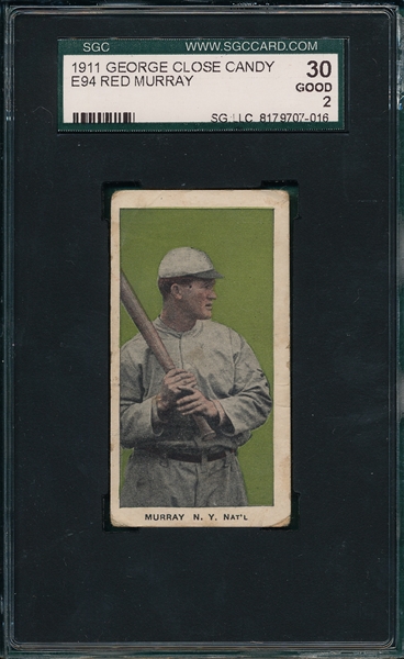 1911 E94 Red Murray, Green, George Close Candy SGC 30