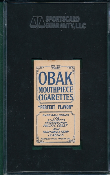 1910 T212-2 Fitzgerald Obak Cigarettes SGC 55