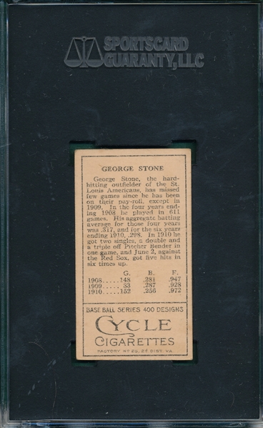 1911 T205 Stone Cycle Cigarettes SGC 70