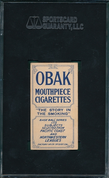 1910 T212-2 McCredie Obak Cigarettes SGC 50