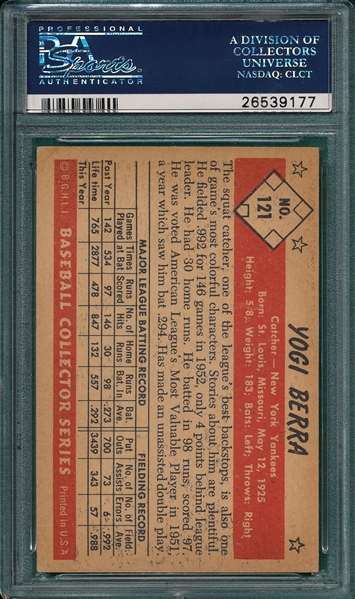 1953 Bowman Color #121 Yogi Berra PSA 6 *SP*