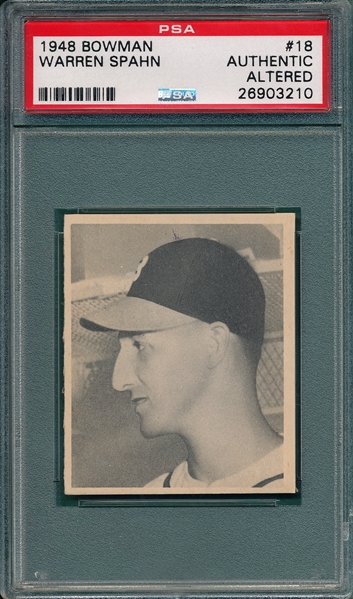 1948 Bowman #18 Warren Spahn PSA Authentic *Rookie*
