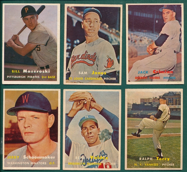 1957 Topps Lot of (16) W/ Mazeroski, Rookie, *Crease Free*
