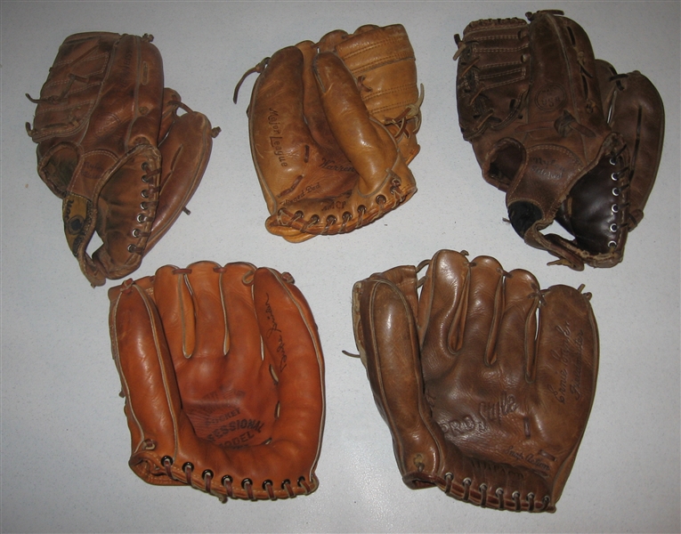 HOF Signature Baseball Gloves Lot of (5) 