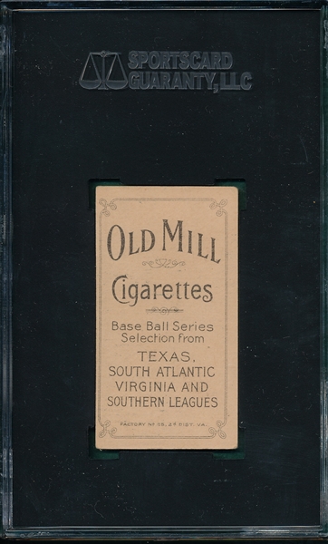 1909-1911 T206 Orth Old Mill Cigarettes SGC 45 *Presents Better* *Southern League*