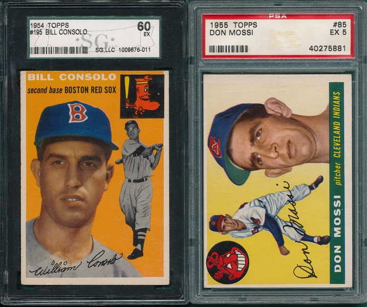 1954 Topps #195 Consolo SGC 60 & #85 Mossi PSA 5, Lot of (2)