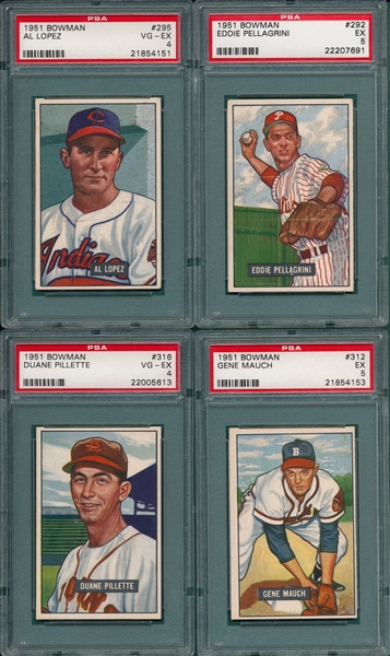1951 Bowman Lot of (4) High Numbers W/ #295 Al Lopez PSA 4