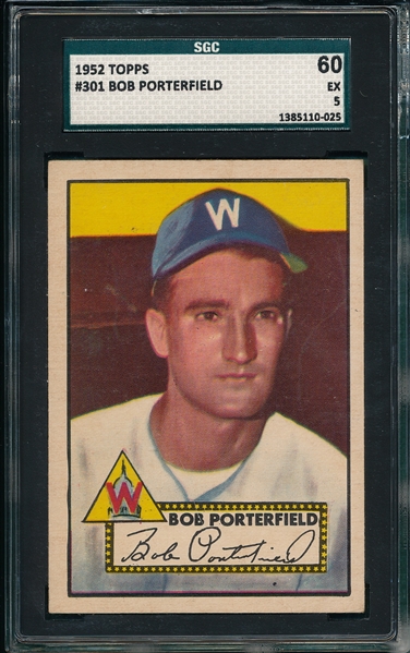 1952 Topps #301 Bob Porterfield SGC 60