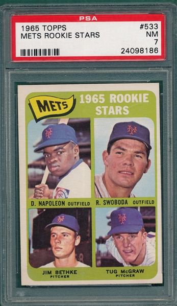 1965 Topps #533 Mets Rookies W/ Tug McGraw PSA 7 *Hi #*