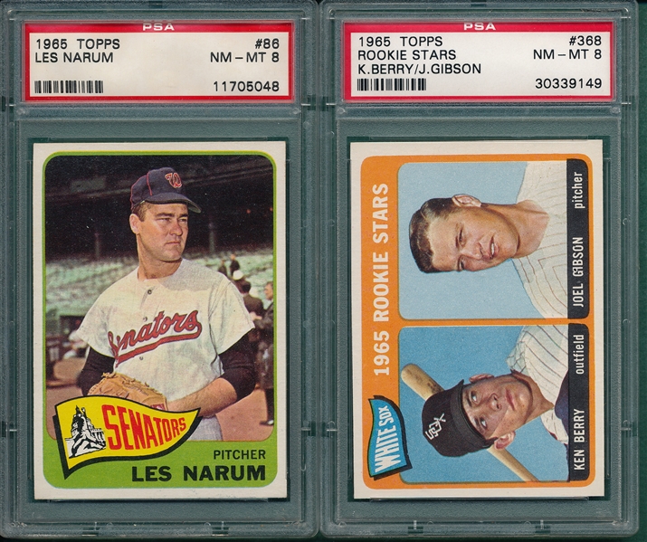 1965 Topps #86 Narum & #368 White Sox Rookies, Lot of (2) PSA 8