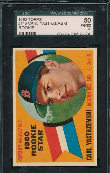 1960 Topps #148 Carl Yastrzemski SGC 50 *Rookie*