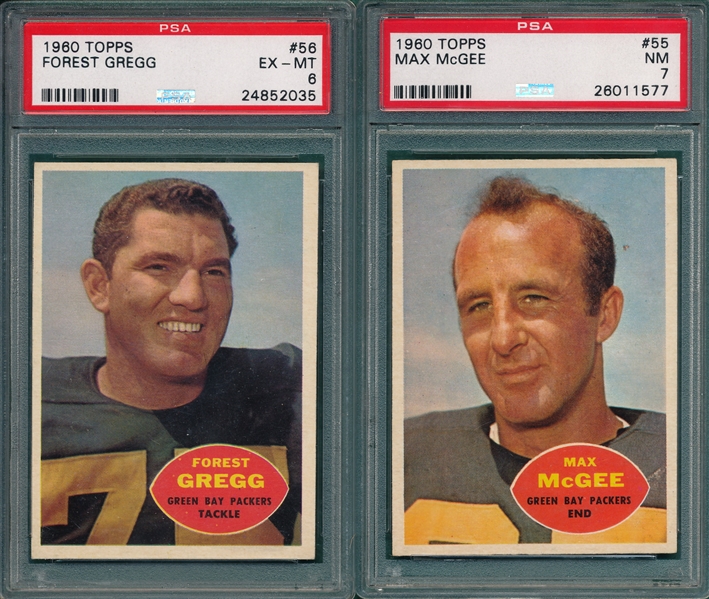 1960 Topps FB#55 McGee PSA 7 & #56 Gregg PSA 6, Lot of (2)