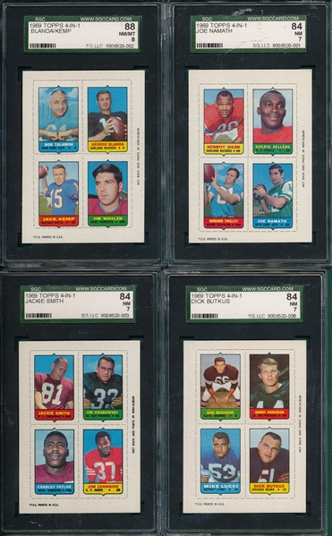 1969 Topps FB 4 in 1 Lot of (10) SGC W/ Lilly 92