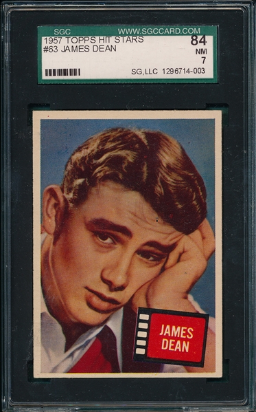 1957 Topps Hit Stars #63 James Dean SGC 84
