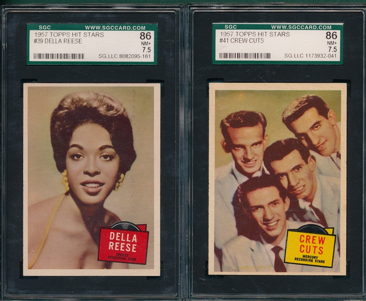 1957 Topps Hit Stars #39 Della Reese & #41 Crew Cuts, Lot of (2) SGC 86