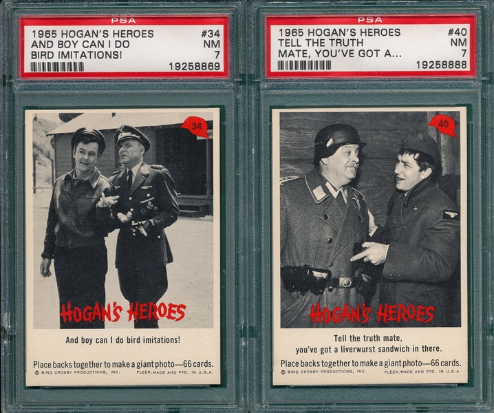 1965 Fleer Hogan's Heroes #34 & #40, Lot of (2) PSA 7