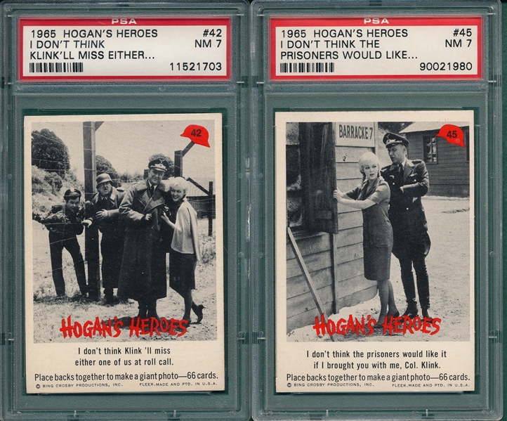 1965 Fleer Hogan's Heroes #42 & #45, Lot of (2) PSA 7