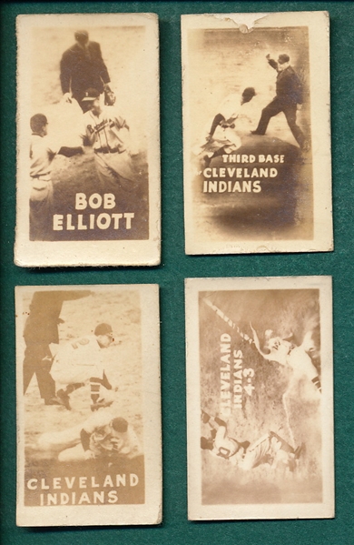 1948 Topps Magic Photo Baseball Lot of (4) W/ Cleveland Indians