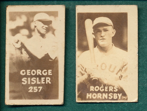 1948 Topps Magic Photo Baseball #8K Hornsby & #17K Sisler, Lot of (2) 