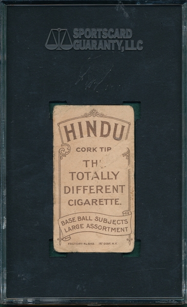 1909-1911 T206 Hinchman, Bill, Hindu Cigarettes SGC 10