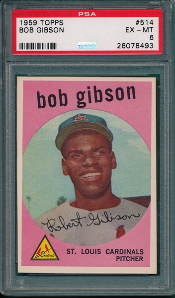 1959 Topps #514 Bob Gibson PSA 6 *Hi #* *Rookie*