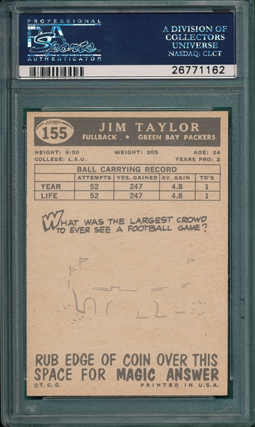 1959 Topps FB #155 Jim Taylor PSA 7.5 *Rookie*