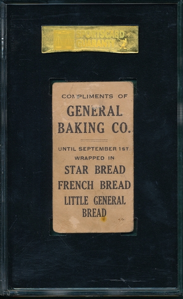 1911-14 D303 Johnny Evers General Baking Co. SGC 10
