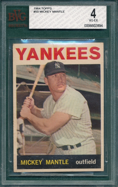 1964 Topps #50 Mickey Mantle BVG 4