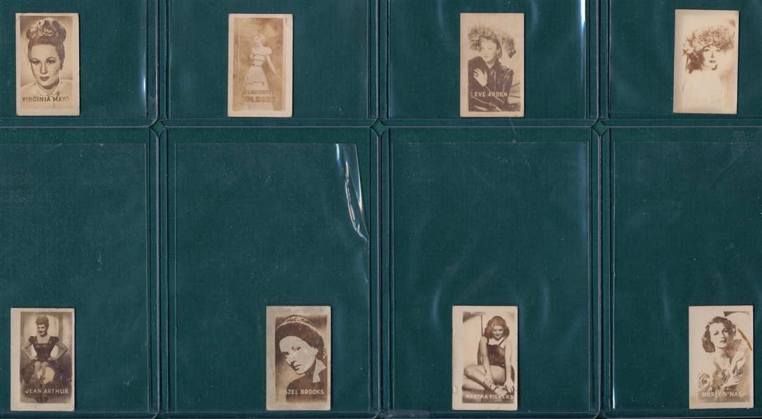 1948 Topps Magic Photo Stage & Screen, Complete Series F (22) W/ Turner, Grable, Bergman & Gable