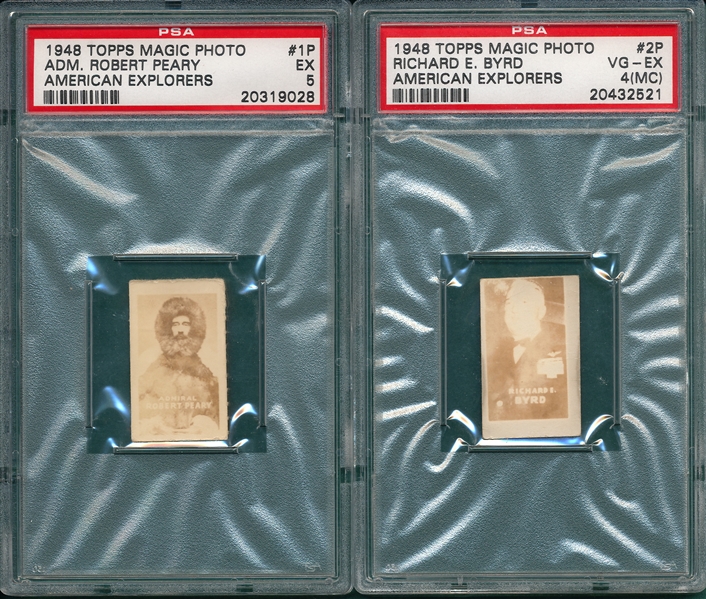 1948 Topps Magic Photo Complete Series L, O & P, Lot of (21) W/ #1P Adm. Peary PSA 5