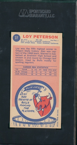 1969 Topps BSKT #37 Loy Peterson SGC 96 *MINT*