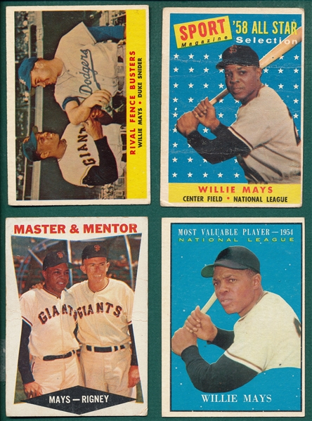 1958-61 Topps Willie Mays Lot of (4) 