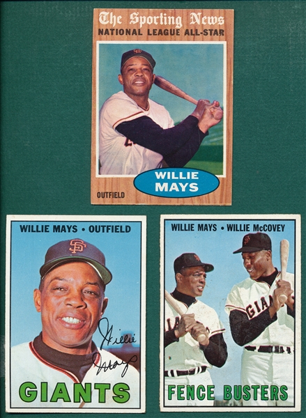1962/67 Topps Willie Mays Lot of (3) 
