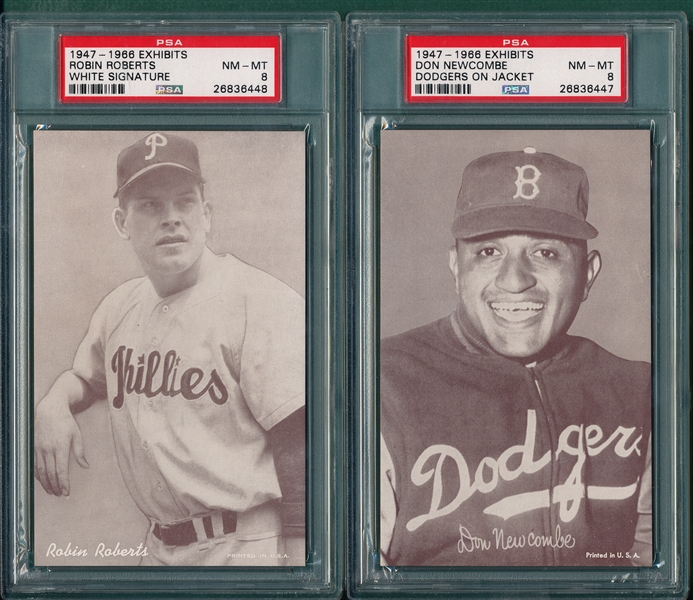 1947-66 Exhibits Newcombe & Roberts, Lot of (2), PSA 8