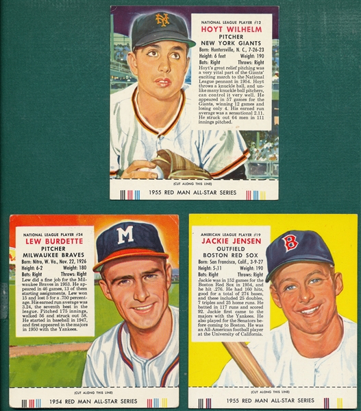 1953-55 Red Man Tobacco W/ Tabs, Lot of (5) W/ 53 Campanella PSA