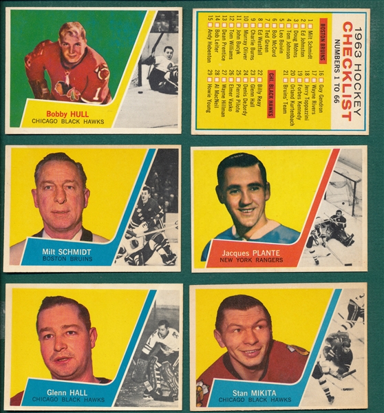 1963-64 Topps HCKY Partial Set (41/66) W/ Hull & Checklist, *Gorgeous*