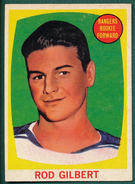 1961-62 Topps HCKY #62 Rod Gilbert, Rookie