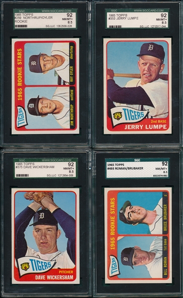 1965 Topps Lot of (4) Detroit Tigers SGC 92 