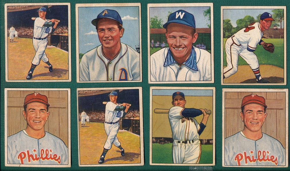1950 Bowman Lot of (13) W/ Low Numbers & SGC 80s