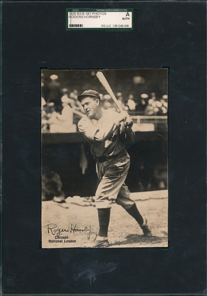 1929 R316 Rogers Hornsby Kashin Publications SGC Authentic