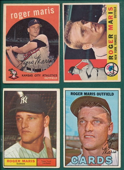 1959-67 Topps Lot of (4) Roger Maris Cards 