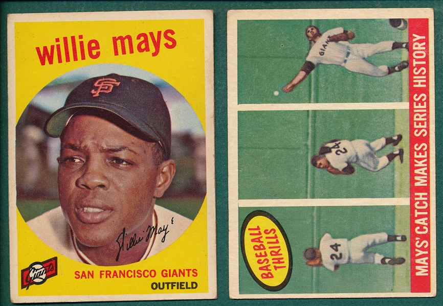 1959 Topps Lot of (2) Willie Mays Cards 