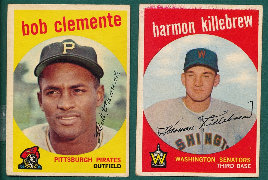 1959 Topps #478 Clemente & #515 Killebrew, Lot of (2) 